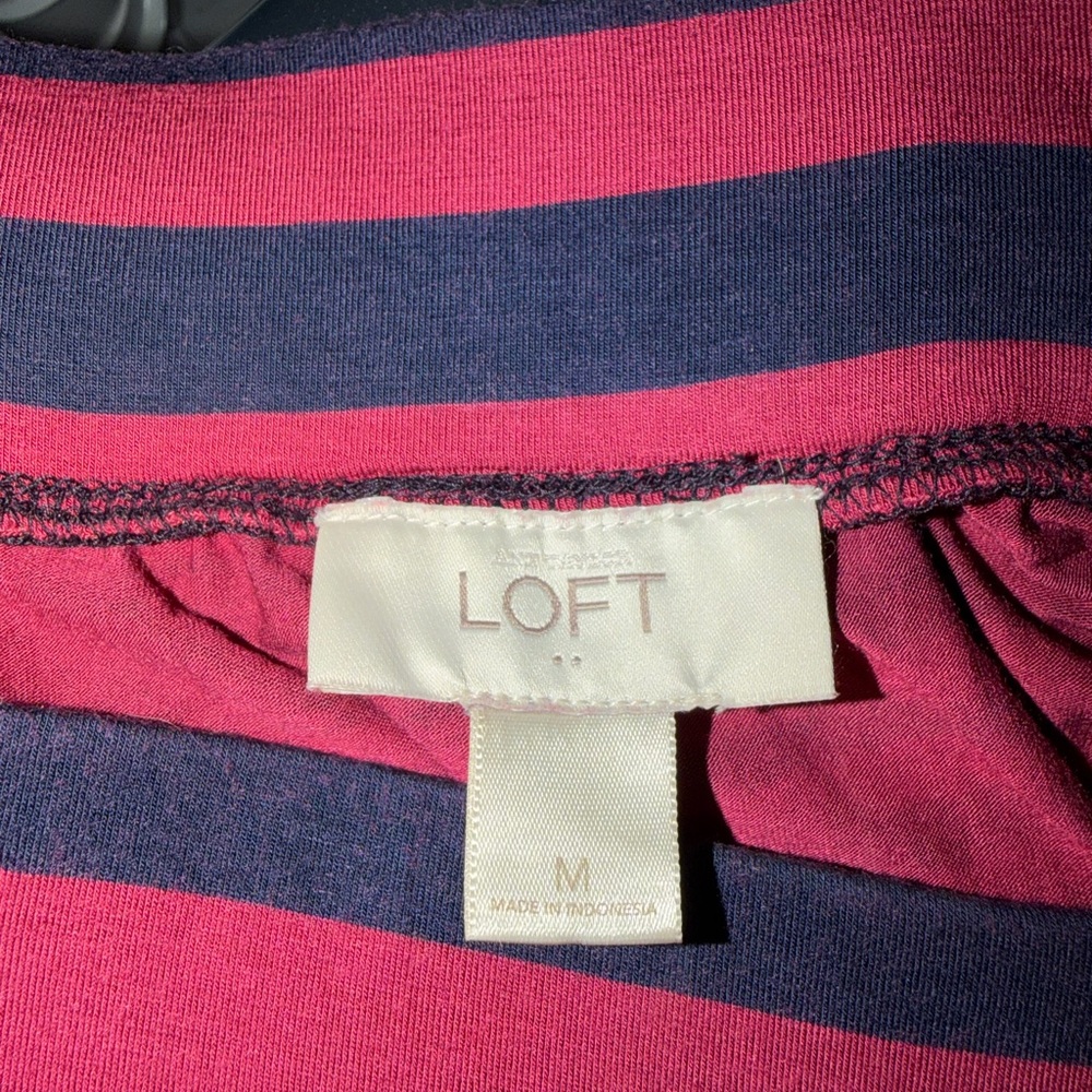 LOFT Fuchsia and Navy Striped maxi skirt